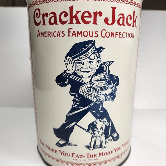 1980 Vintage Tin Kitchen Canister Cracker Jack Popcorn Confection EMPTY - Picture 3 of 16